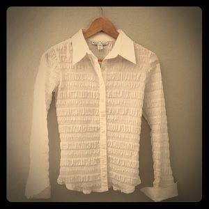White House Black Market Ruffled Collared Shirt